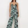 Combinaison Pantalon à Imprimé Tropical