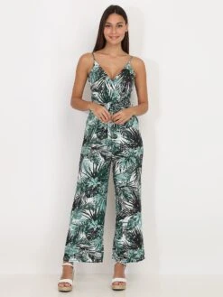 Combinaison Pantalon à Imprimé Tropical -Look De Femme Soldes Boutique Y29 OR5827 1 WHT 3