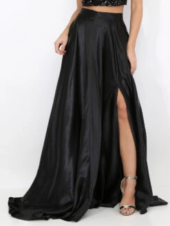 Jupe Longue Taille Haute Effet Satiné