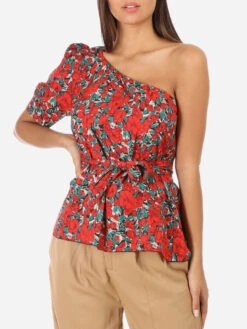 Top Fluide Asymétrique Motifs Fleurs