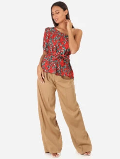 Top Fluide Asymétrique Motifs Fleurs 5 Top Fluide Asymétrique Motifs Fleurs -Look De Femme Soldes Boutique Z06 3400 3 RED 3