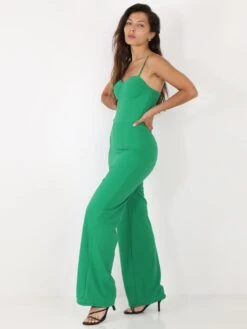 Combinaison Pantalon évasé Vert à Bretelles Vert