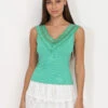 Top Moulant Vert à Décolleté En Dentelle Vert