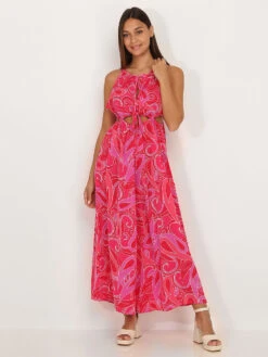 Combinaison Cut Out Fuchsia à Motif Style Cachemire Rose 5 Combinaison Cut Out Fuchsia à Motif Style Cachemire Rose -Look De Femme Soldes Boutique Z29 3869 FSH 3